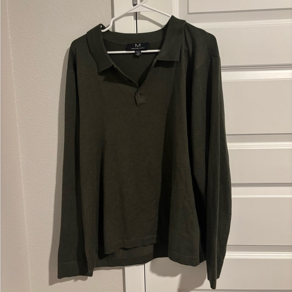 Magaschoni Men’s Green Collared Sweater